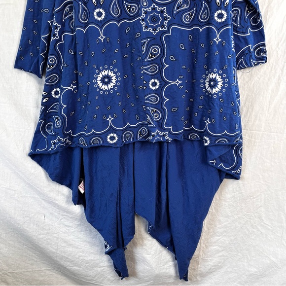 Panhandle Womens L XL Blue Bandana Open Front Waterfall Cardigan Cotton Stretch - Picture 12 of 16